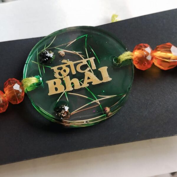 Chota Bhai Rakhi (Green Round Resin)