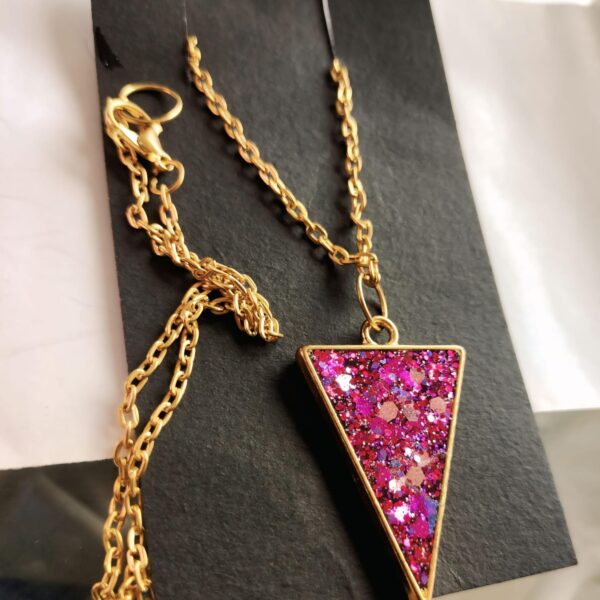 Pink Triangle Pendant Necklace