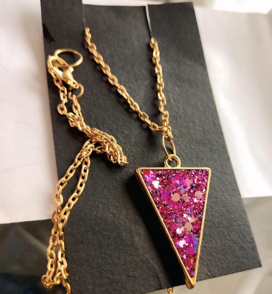 Pink Triangle Pendant Necklace