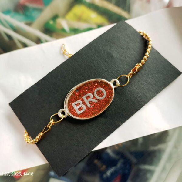 BRO Resin Rakhi (Red Glitter Oval)