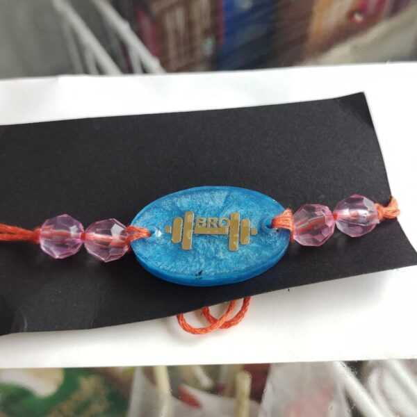 Gym Bro Rakhi (Blue Oval Resin)