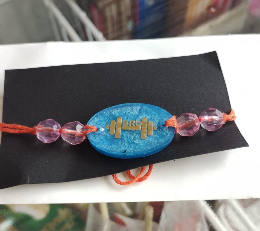 Gym Bro Rakhi (Blue Oval Resin)